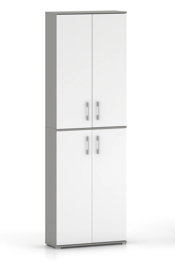 Szafa biurowa Pola 215 - 4D 60cm Szary Arktyczny z Białymi Frontami